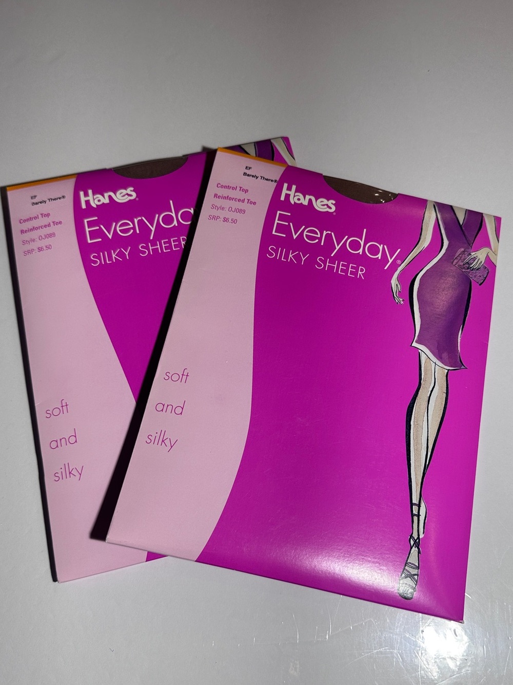 Hanes Everyday Silky Sheer Hosiery - Size EF Barely There 2 Pairs